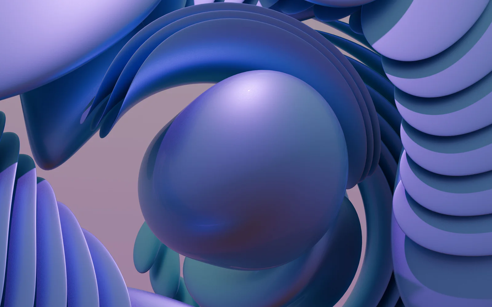 Blue curved 3D forms