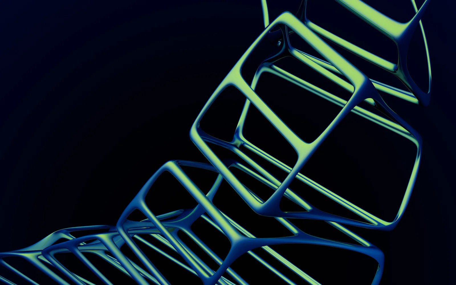 Neon wireframe cubes